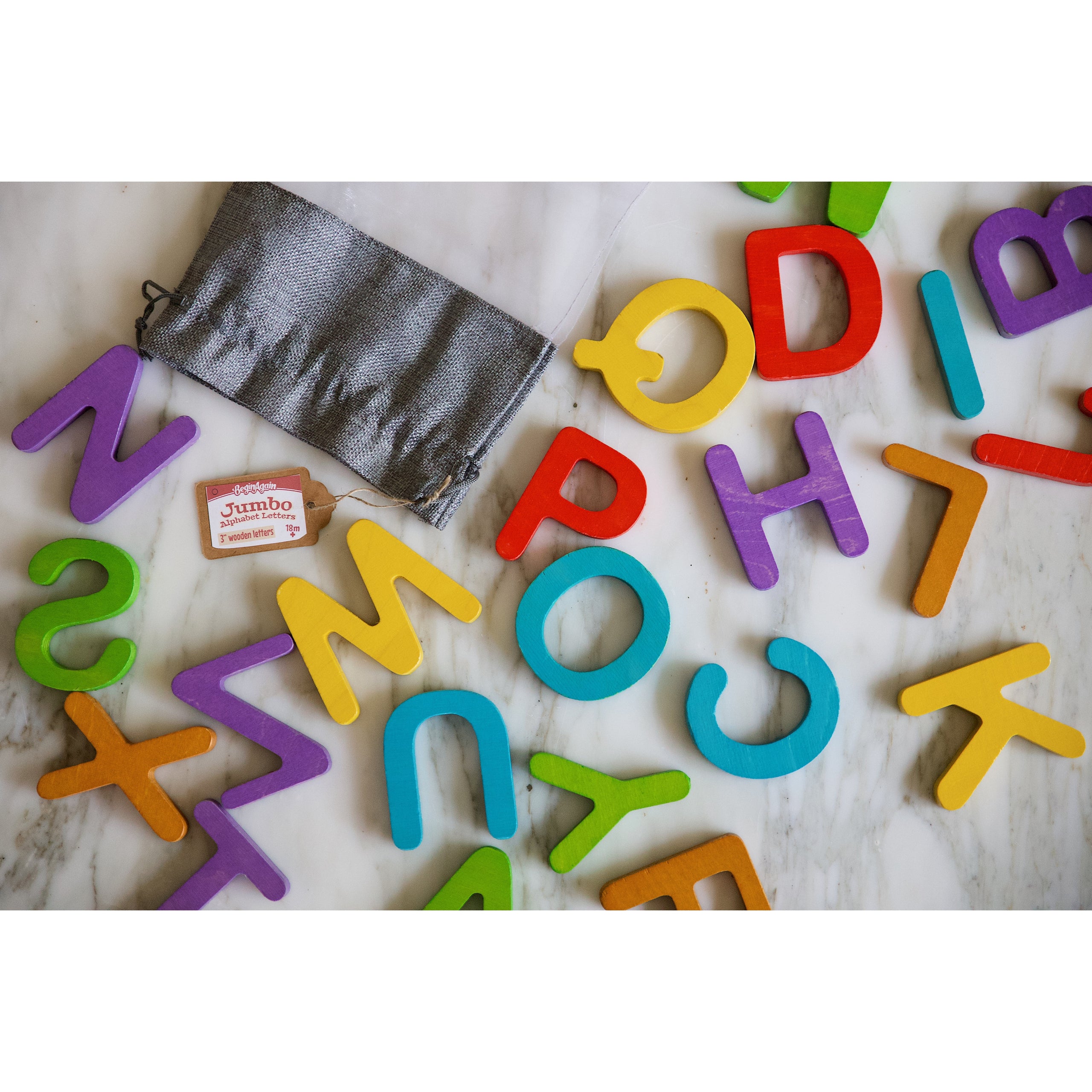 Jumbo 3 Wooden Letters A-Z in Carrying Bag